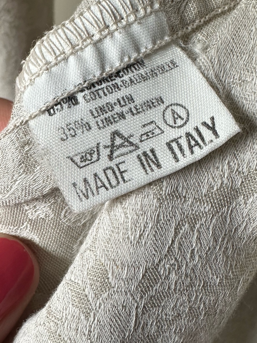 Made In Italy Cream Linen Blend Robe - Picture 5 of 6